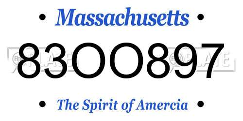 83OO897 Massachusetts License Plate