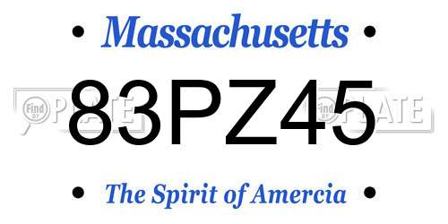 83PZ45 Massachusetts License Plate