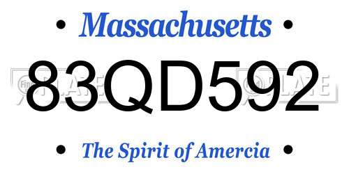 83QD592 Massachusetts License Plate