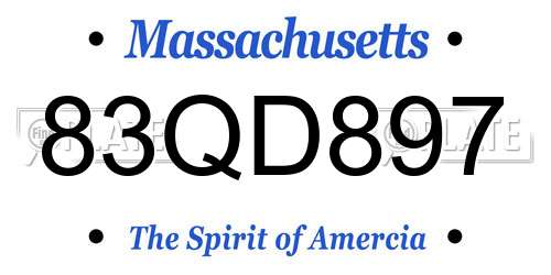 83QD897 Massachusetts License Plate