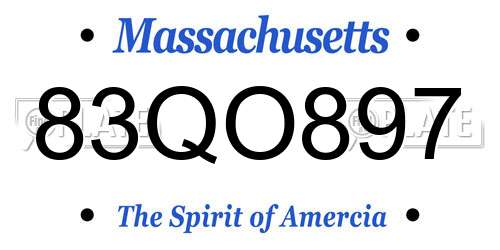83QO897 Massachusetts License Plate