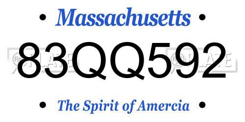 83QQ592 Massachusetts License Plate