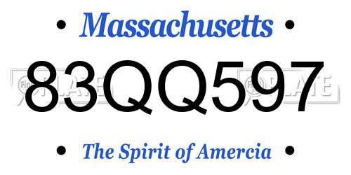 83QQ597 Massachusetts License Plate
