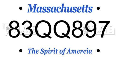 83QQ897 Massachusetts License Plate