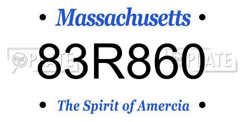83R860 Massachusetts License Plate
