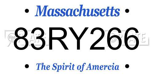 83RY266 Massachusetts License Plate