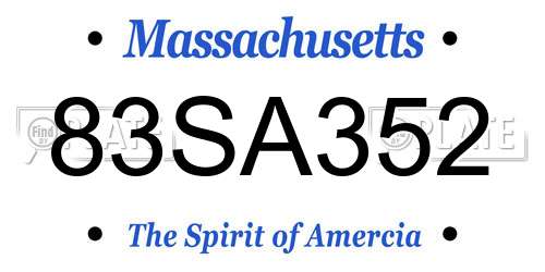 83SA352 Massachusetts License Plate
