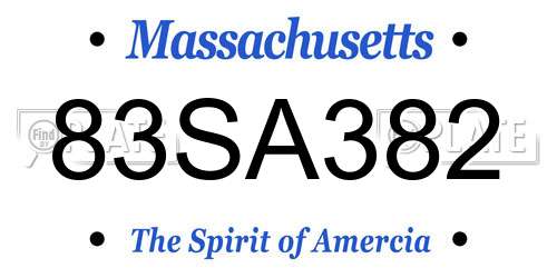 83SA382 Massachusetts License Plate