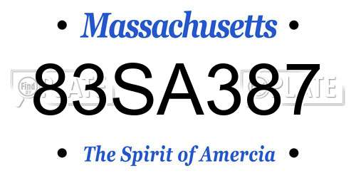 83SA387 Massachusetts License Plate