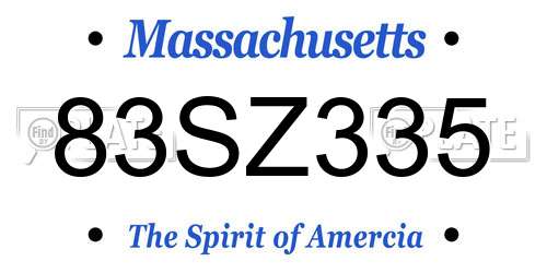 83SZ335 Massachusetts License Plate