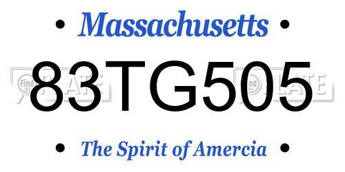 83TG505 Massachusetts License Plate