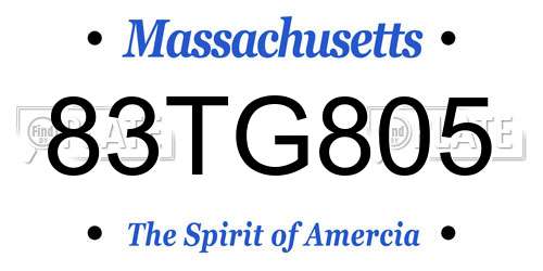 83TG805 Massachusetts License Plate