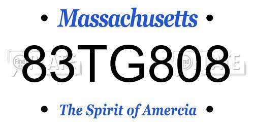 83TG808 Massachusetts License Plate