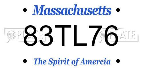 83TL76 Massachusetts License Plate