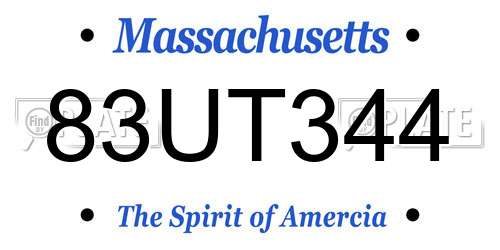 83UT344 Massachusetts License Plate
