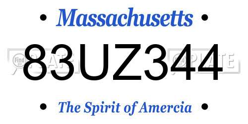 83UZ344 Massachusetts License Plate
