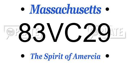 83VC29 Massachusetts License Plate