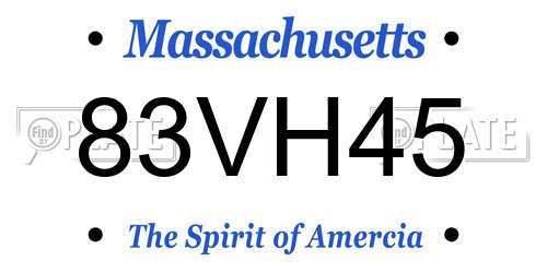 83VH45 Massachusetts License Plate