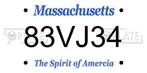 83VJ34 Massachusetts License Plate