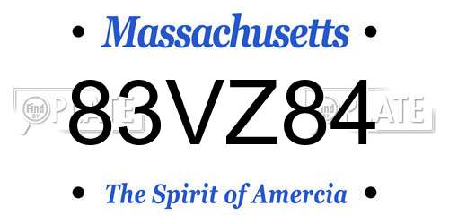83VZ84 Massachusetts License Plate