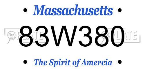 83W380 Massachusetts License Plate