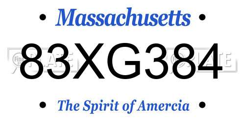 83XG384 Massachusetts License Plate