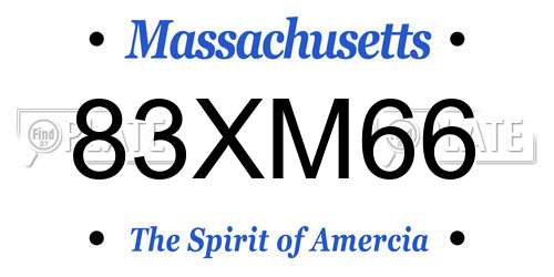 83XM66 Massachusetts License Plate