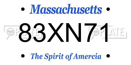 83XN71 Massachusetts License Plate