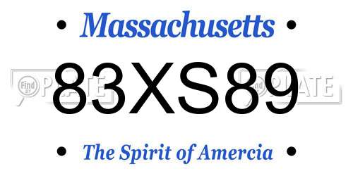 83XS89 Massachusetts License Plate