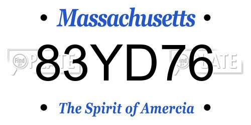 83YD76 Massachusetts License Plate