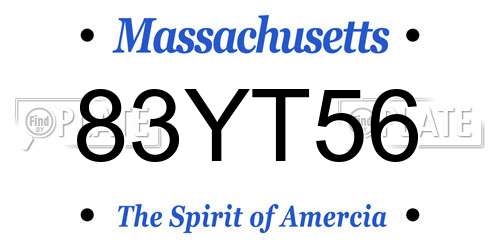 83YT56 Massachusetts License Plate