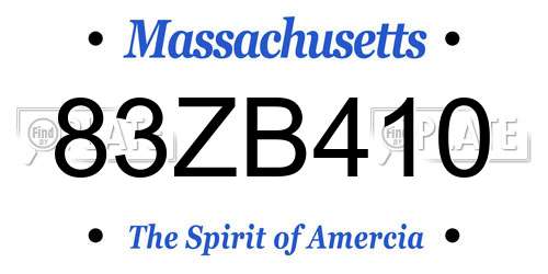 83ZB410 Massachusetts License Plate