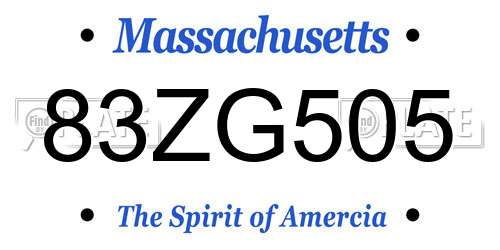 83ZG505 Massachusetts License Plate