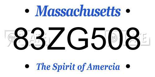 83ZG508 Massachusetts License Plate