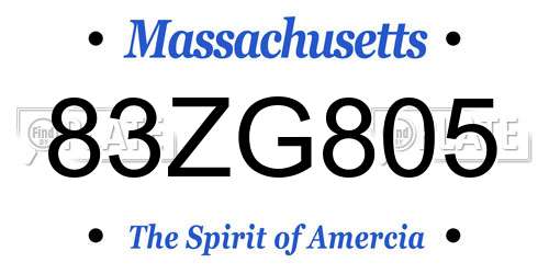 83ZG805 Massachusetts License Plate