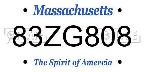83ZG808 Massachusetts License Plate