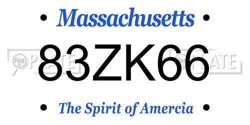 83ZK66 Massachusetts License Plate