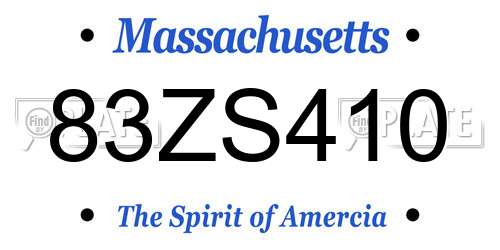 83ZS410 Massachusetts License Plate