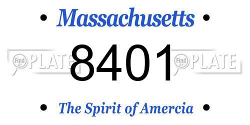 8401 Massachusetts License Plate