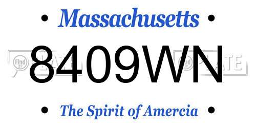 8409WN Massachusetts License Plate