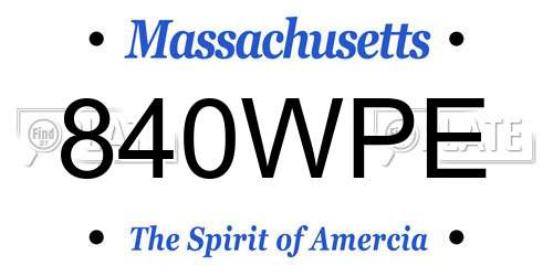 840WPE Massachusetts License Plate
