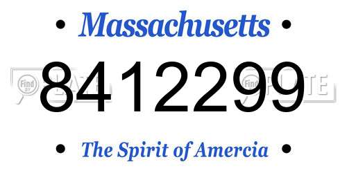 8412299 Massachusetts License Plate