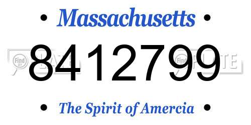8412799 Massachusetts License Plate