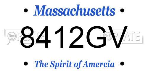 8412GV Massachusetts License Plate