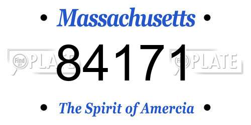 84171 Massachusetts License Plate
