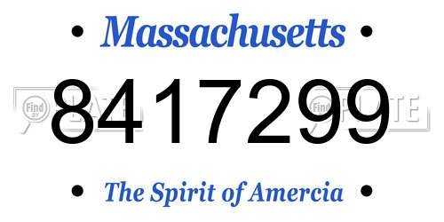 8417299 Massachusetts License Plate