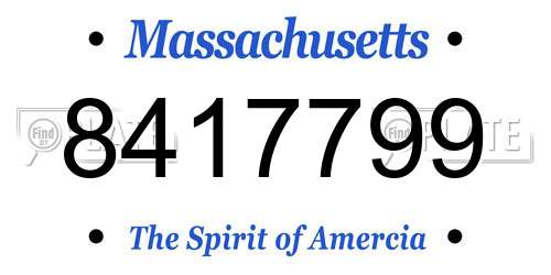8417799 Massachusetts License Plate