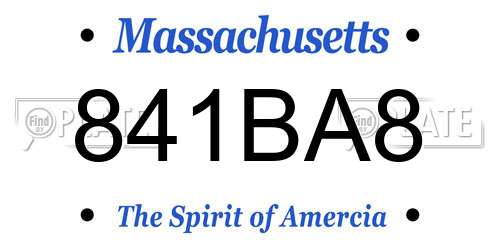 841BA8 Massachusetts License Plate