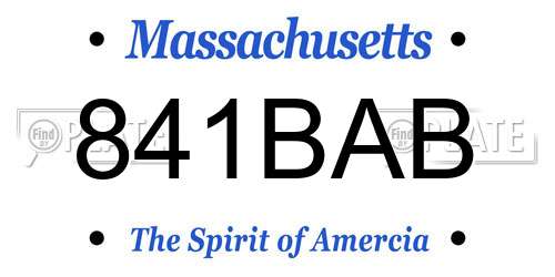 841BAB Massachusetts License Plate