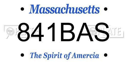 841BAS Massachusetts License Plate
